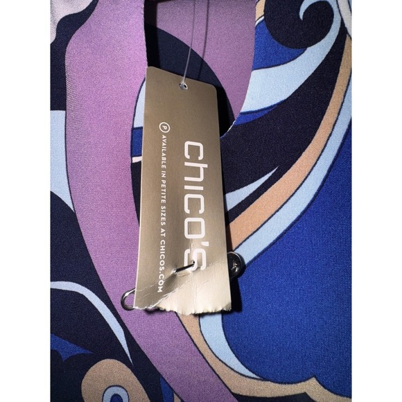 Chicos Women's Dress Size 0 Abstract Print Keyhole Neckline Bell Sleeve - Picture 7 of 12